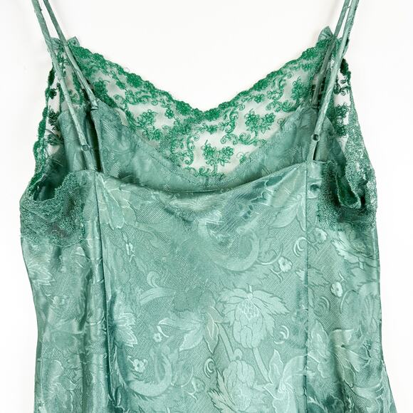 Vintage Victoria’s Secret Gold Label Polyester Mini Slip Lace Trim Green - M - Picture 4 of 7